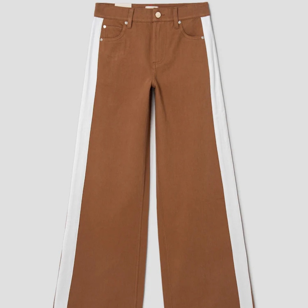 Alice + Olivia Brown and White Flare Wide Leg Jeans